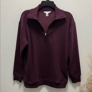 Athleta Cozy Karma 1/2 Zip Sweatshirt Maroon XS